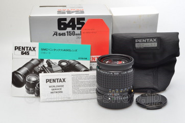 SMC PENTAX-A 645 1:3.5 150mm BOX FR_CAP SOFT_CASE MANUAL 	